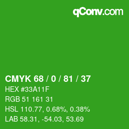 Color code: CMYK 68 / 0 / 81 / 37 | qconv.com
