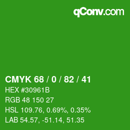Color code: CMYK 68 / 0 / 82 / 41 | qconv.com