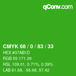 颜色代码: CMYK 68 / 0 / 83 / 33 | qconv.com