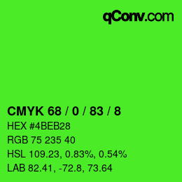 颜色代码: CMYK 68 / 0 / 83 / 8 | qconv.com