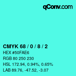 Color code: CMYK 68 / 0 / 8 / 2 | qconv.com