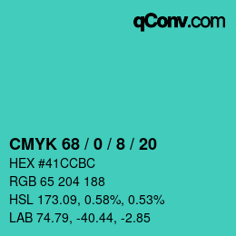 Color code: CMYK 68 / 0 / 8 / 20 | qconv.com