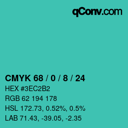 Color code: CMYK 68 / 0 / 8 / 24 | qconv.com