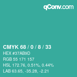 颜色代码: CMYK 68 / 0 / 8 / 33 | qconv.com
