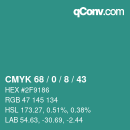 Color code: CMYK 68 / 0 / 8 / 43 | qconv.com