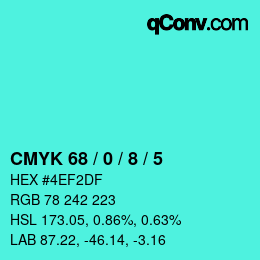 Color code: CMYK 68 / 0 / 8 / 5 | qconv.com