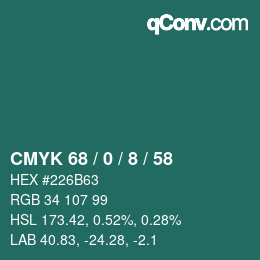 Color code: CMYK 68 / 0 / 8 / 58 | qconv.com