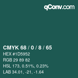 カラーコード: CMYK 68 / 0 / 8 / 65 | qconv.com