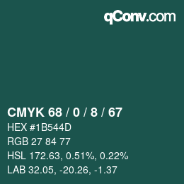 Color code: CMYK 68 / 0 / 8 / 67 | qconv.com