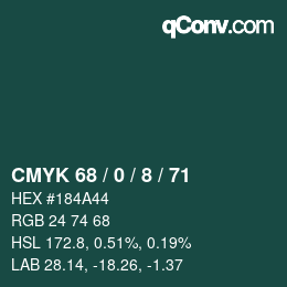 Color code: CMYK 68 / 0 / 8 / 71 | qconv.com