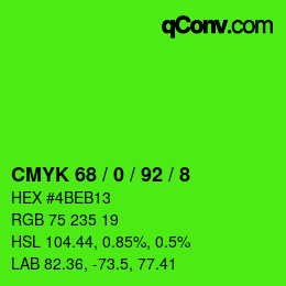 Color code: CMYK 68 / 0 / 92 / 8 | qconv.com