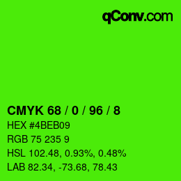 颜色代码: CMYK 68 / 0 / 96 / 8 | qconv.com
