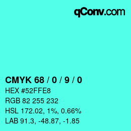 Farbcode: CMYK 68 / 0 / 9 / 0 | qconv.com