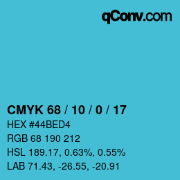 Color code: CMYK 68 / 10 / 0 / 17 | qconv.com