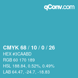 颜色代码: CMYK 68 / 10 / 0 / 26 | qconv.com
