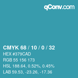 カラーコード: CMYK 68 / 10 / 0 / 32 | qconv.com