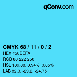Color code: CMYK 68 / 11 / 0 / 2 | qconv.com