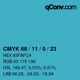 Color code: CMYK 68 / 11 / 0 / 23 | qconv.com