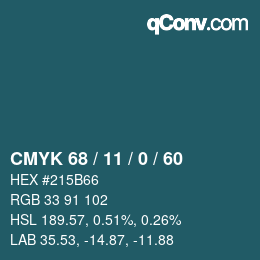 颜色代码: CMYK 68 / 11 / 0 / 60 | qconv.com