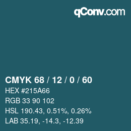 カラーコード: CMYK 68 / 12 / 0 / 60 | qconv.com