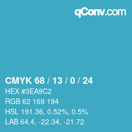 Color code: CMYK 68 / 13 / 0 / 24 | qconv.com