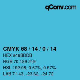 Código de color: CMYK 68 / 14 / 0 / 14 | qconv.com