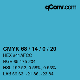 Farbcode: CMYK 68 / 14 / 0 / 20 | qconv.com