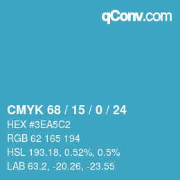カラーコード: CMYK 68 / 15 / 0 / 24 | qconv.com