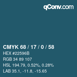 颜色代码: CMYK 68 / 17 / 0 / 58 | qconv.com