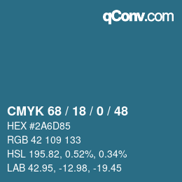 Color code: CMYK 68 / 18 / 0 / 48 | qconv.com