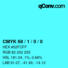 Color code: CMYK 68 / 1 / 0 / 0 | qconv.com