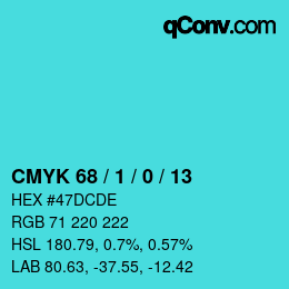 Color code: CMYK 68 / 1 / 0 / 13 | qconv.com