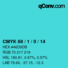 Color code: CMYK 68 / 1 / 0 / 14 | qconv.com