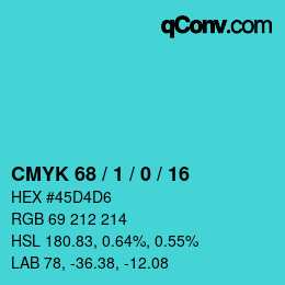 Color code: CMYK 68 / 1 / 0 / 16 | qconv.com