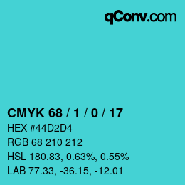 カラーコード: CMYK 68 / 1 / 0 / 17 | qconv.com