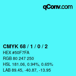 カラーコード: CMYK 68 / 1 / 0 / 2 | qconv.com