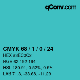 カラーコード: CMYK 68 / 1 / 0 / 24 | qconv.com