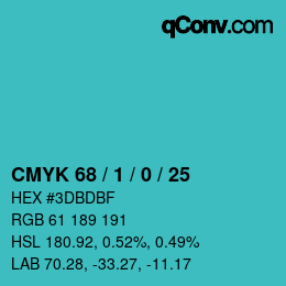 Color code: CMYK 68 / 1 / 0 / 25 | qconv.com