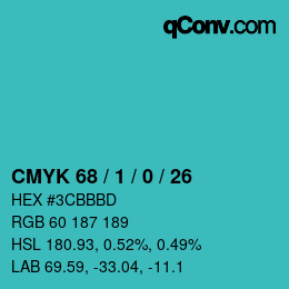 カラーコード: CMYK 68 / 1 / 0 / 26 | qconv.com