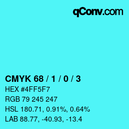 Color code: CMYK 68 / 1 / 0 / 3 | qconv.com