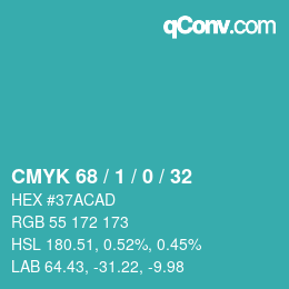 カラーコード: CMYK 68 / 1 / 0 / 32 | qconv.com