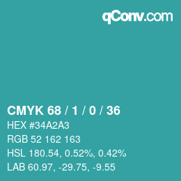 Farbcode: CMYK 68 / 1 / 0 / 36 | qconv.com