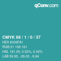 カラーコード: CMYK 68 / 1 / 0 / 37 | qconv.com