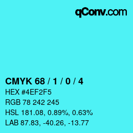 カラーコード: CMYK 68 / 1 / 0 / 4 | qconv.com