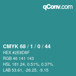 Color code: CMYK 68 / 1 / 0 / 44 | qconv.com