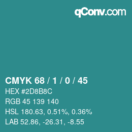 颜色代码: CMYK 68 / 1 / 0 / 45 | qconv.com