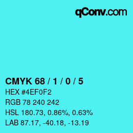 カラーコード: CMYK 68 / 1 / 0 / 5 | qconv.com