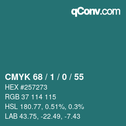 Color code: CMYK 68 / 1 / 0 / 55 | qconv.com