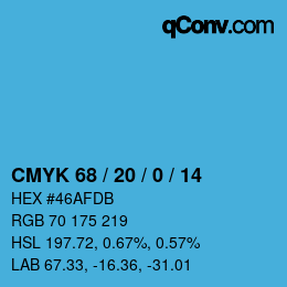 Color code: CMYK 68 / 20 / 0 / 14 | qconv.com