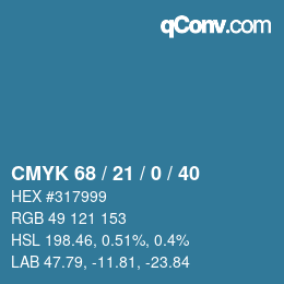 Color code: CMYK 68 / 21 / 0 / 40 | qconv.com